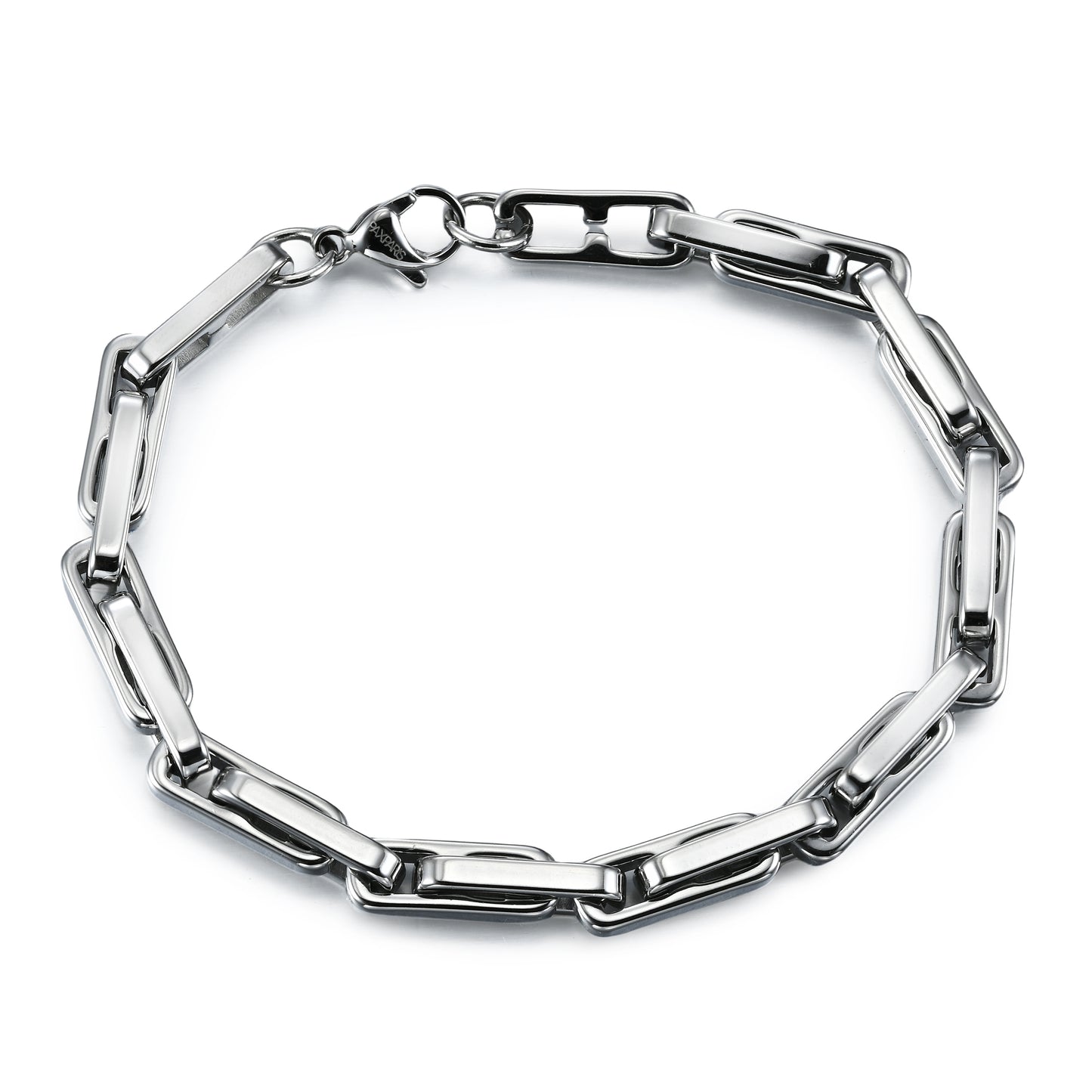 Rectangular Link Chain Bracelet, Chrome