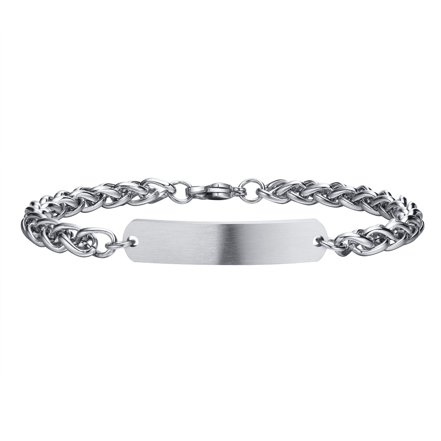 Name Tag Bracelet, Stainless Steel Rounded, 6mm