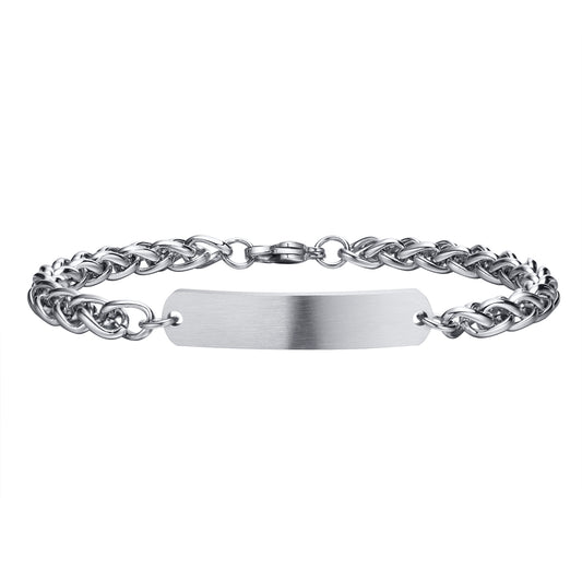 Name Tag Bracelet, Stainless Steel Rounded, 6mm