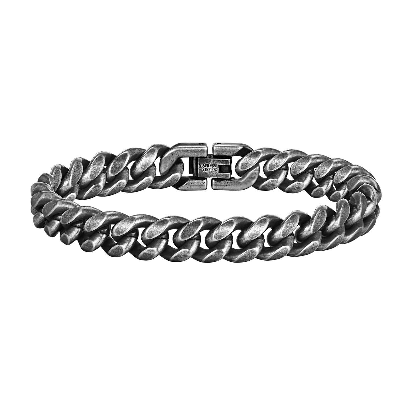 Cuban Curb Chain Link Bracelet, Oxidized, 10mm – Stainless Steel Jewelry – Chain Supplyy