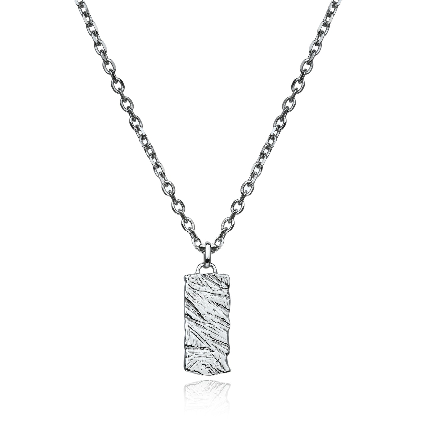 Textured Tag Pendant — Silver
