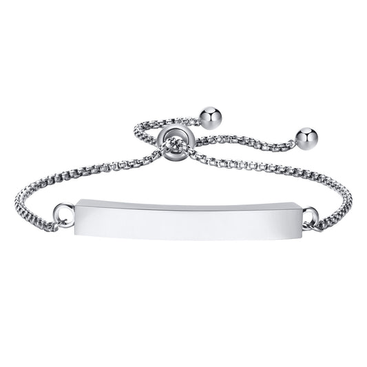 Adjustable Engraved Bar Bracelet, 2mm