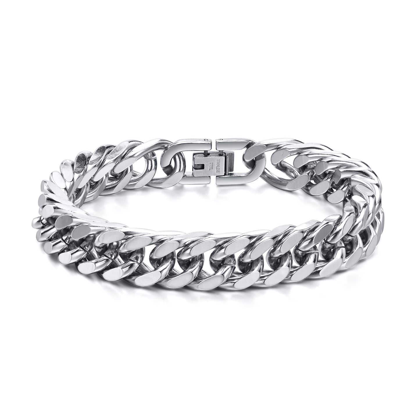 Bold Double Cuban Chain Link Bracelet, 12mm