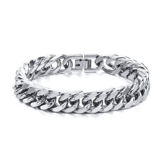 Bold Double Cuban Chain Link Bracelet, 12mm