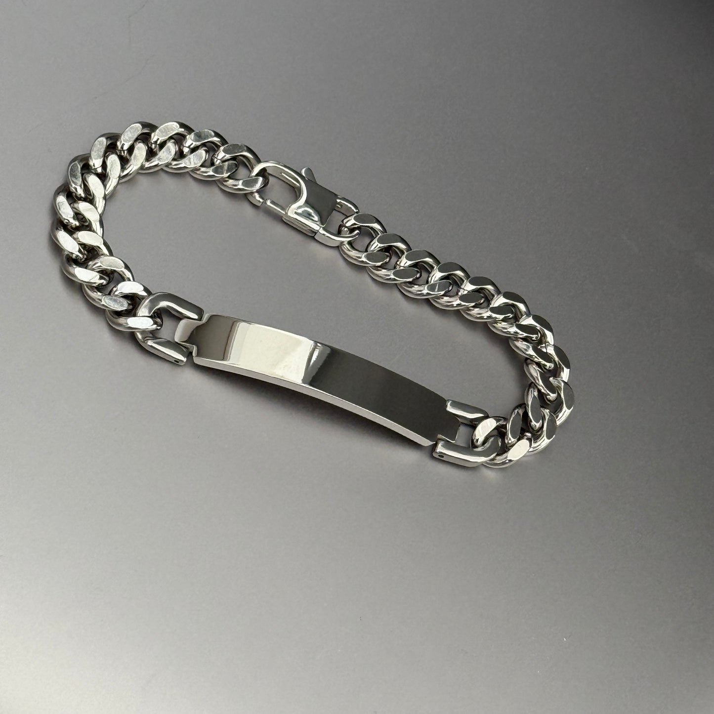 stainless steel name tag bracelet men's