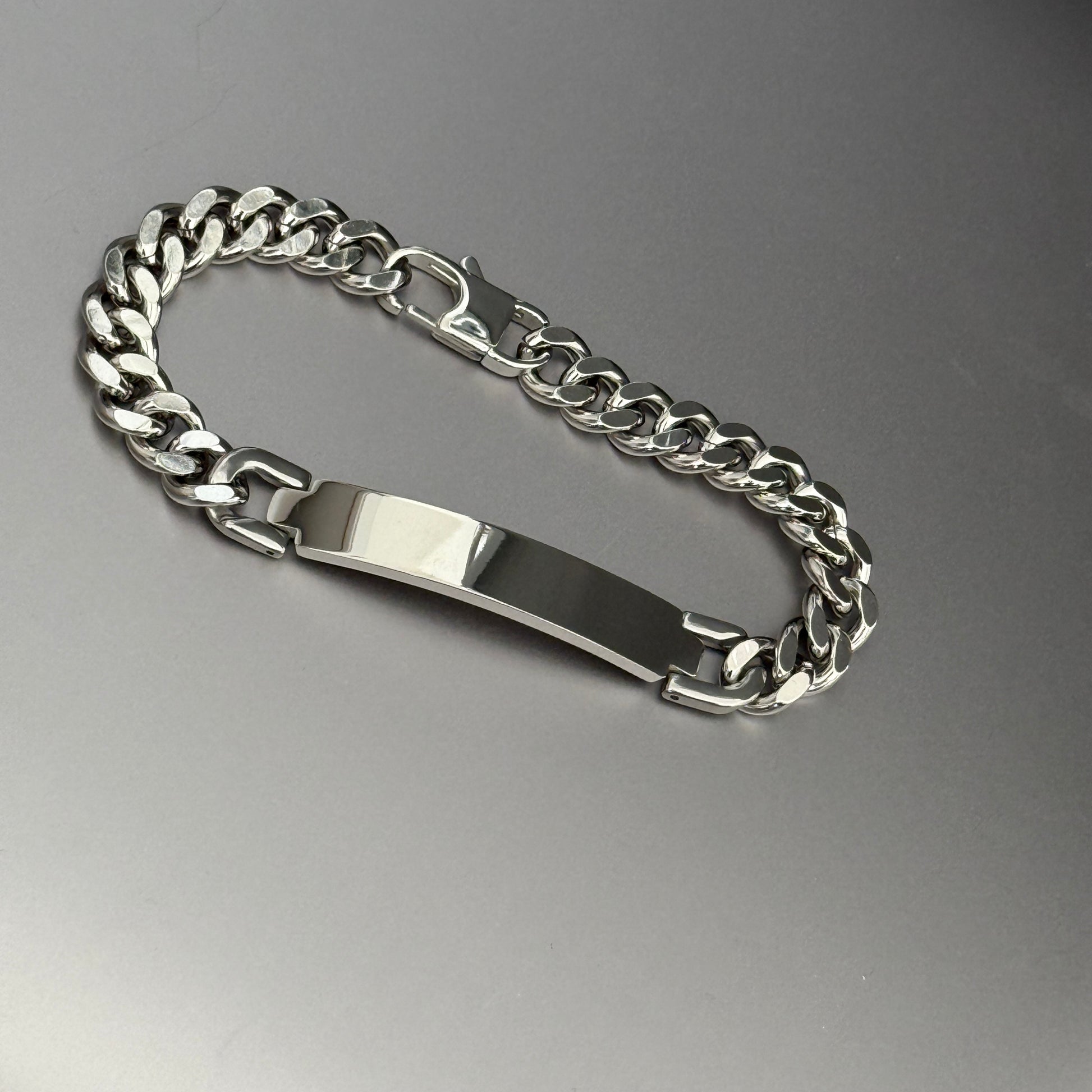stainless steel name tag bracelet men's