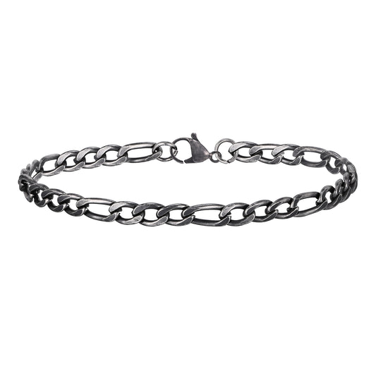 Figaro Chain Bracelet, Oxidized, 9mm