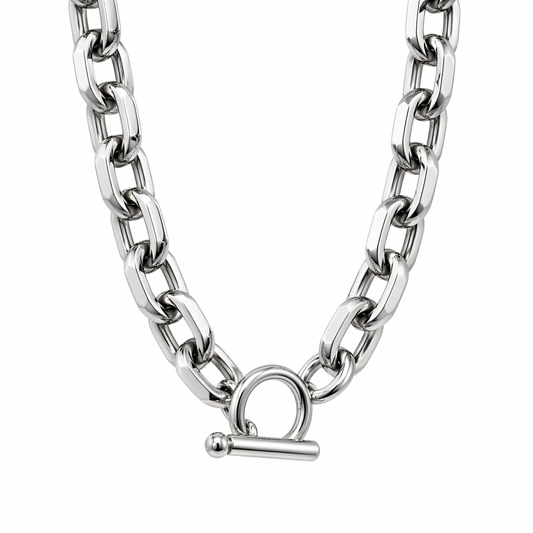 9mm Beveled Oval Link Chain Necklace with OT Clasp, 20"