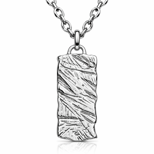 Textured Tag Pendant — Silver