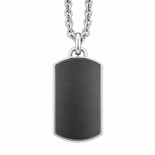 Carbon Inlay Dog Tag Pendant