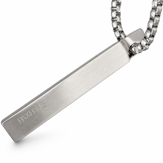 Minimal Bar Pendant Necklace — Brushed Steel