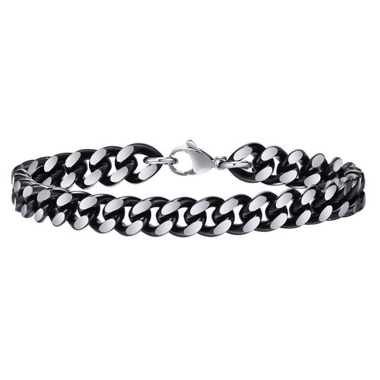 Cuban Chain Link Bracelet, Oxidized, 9mm