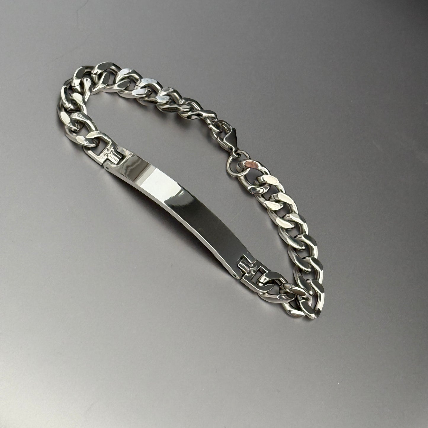 stainless steel name tag bracelet for men