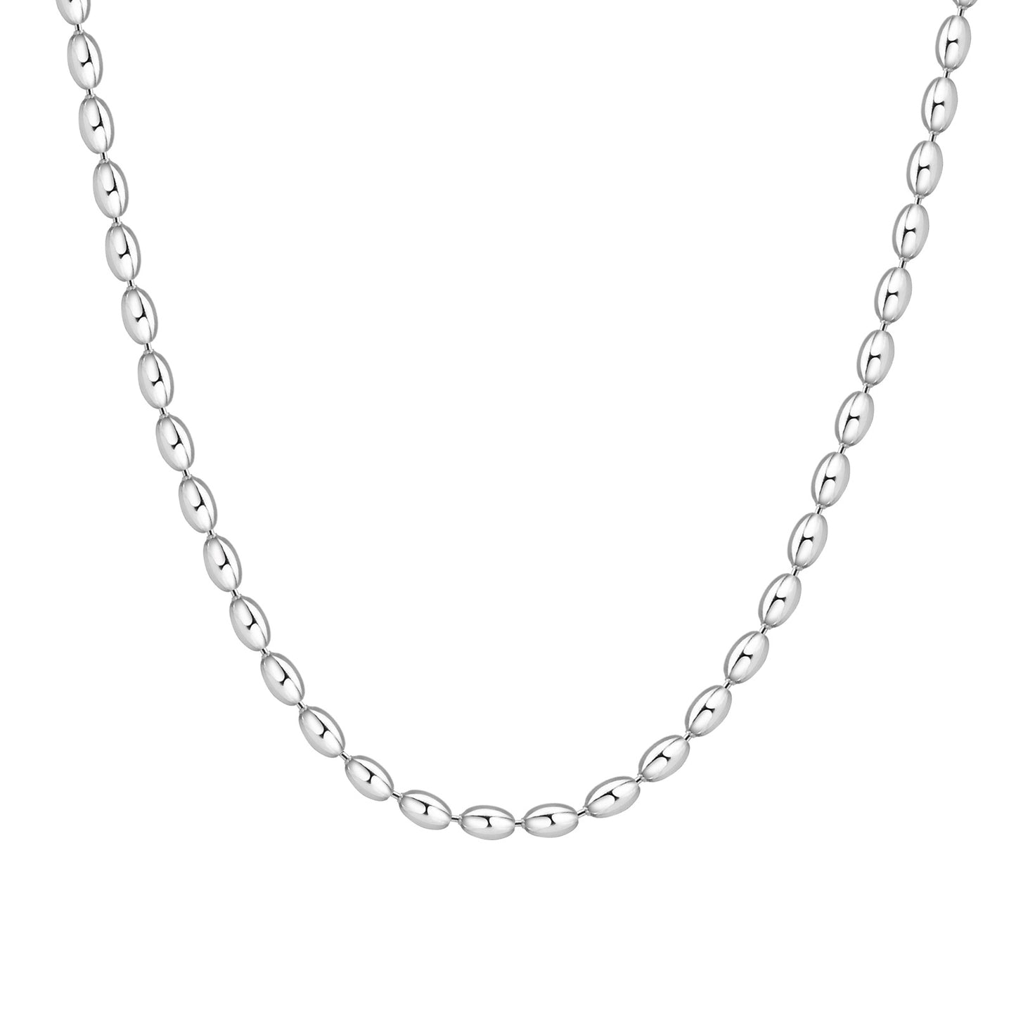 3mm Silver Bead Chain Necklace, 60cm