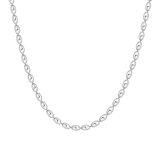 3mm Silver Bead Chain Necklace, 60cm