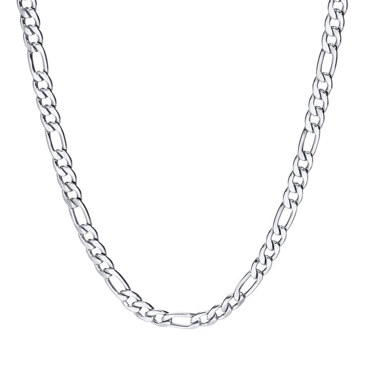 Figaro Chain Necklace, Silver, 7mm – Stainless Steel Jewelry – Chain Supplyy