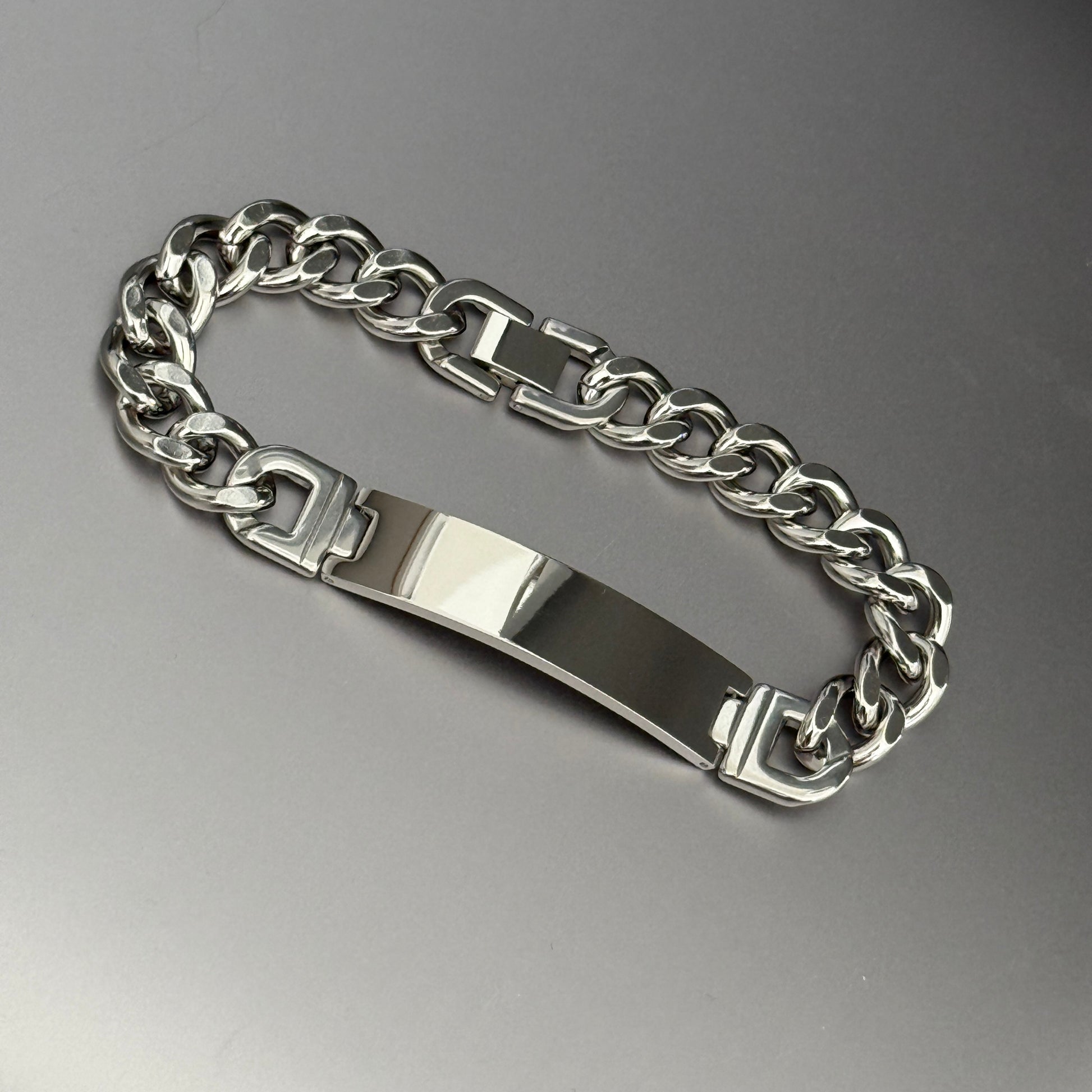 men's stainless steel name tag bracelet